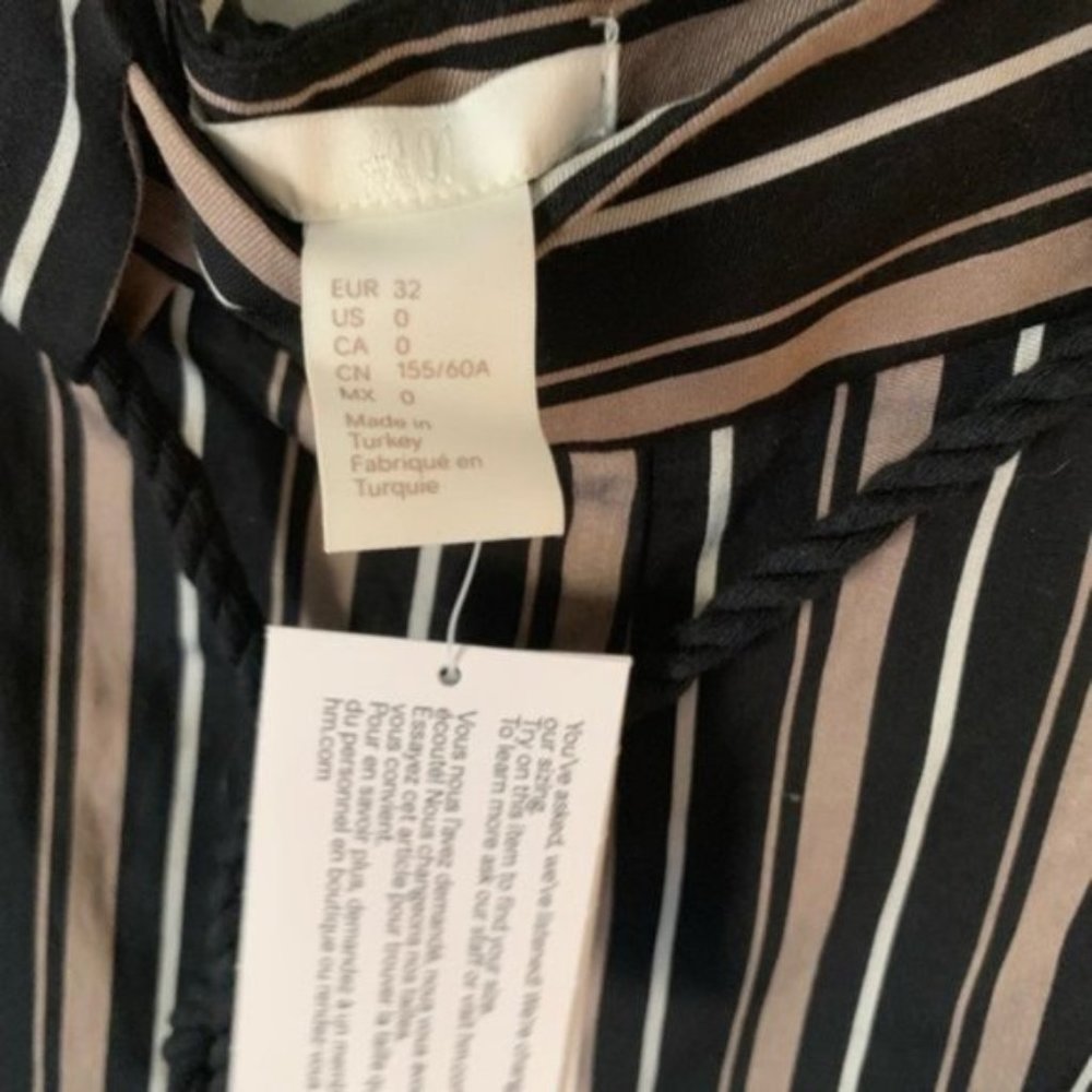 H&M Striped Wide-Leg Pants with Rope-look Belt - Picture 3 of 8